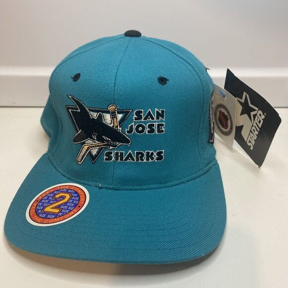 New Vintage San Jose Sharks Hat Mens Covers Fitted Sz 7-7 3/4 Starter NHL 90s - Picture 1 of 10